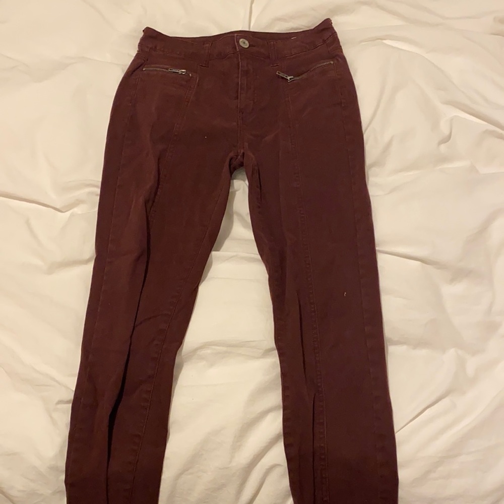 Cotton maroon jeans from ae